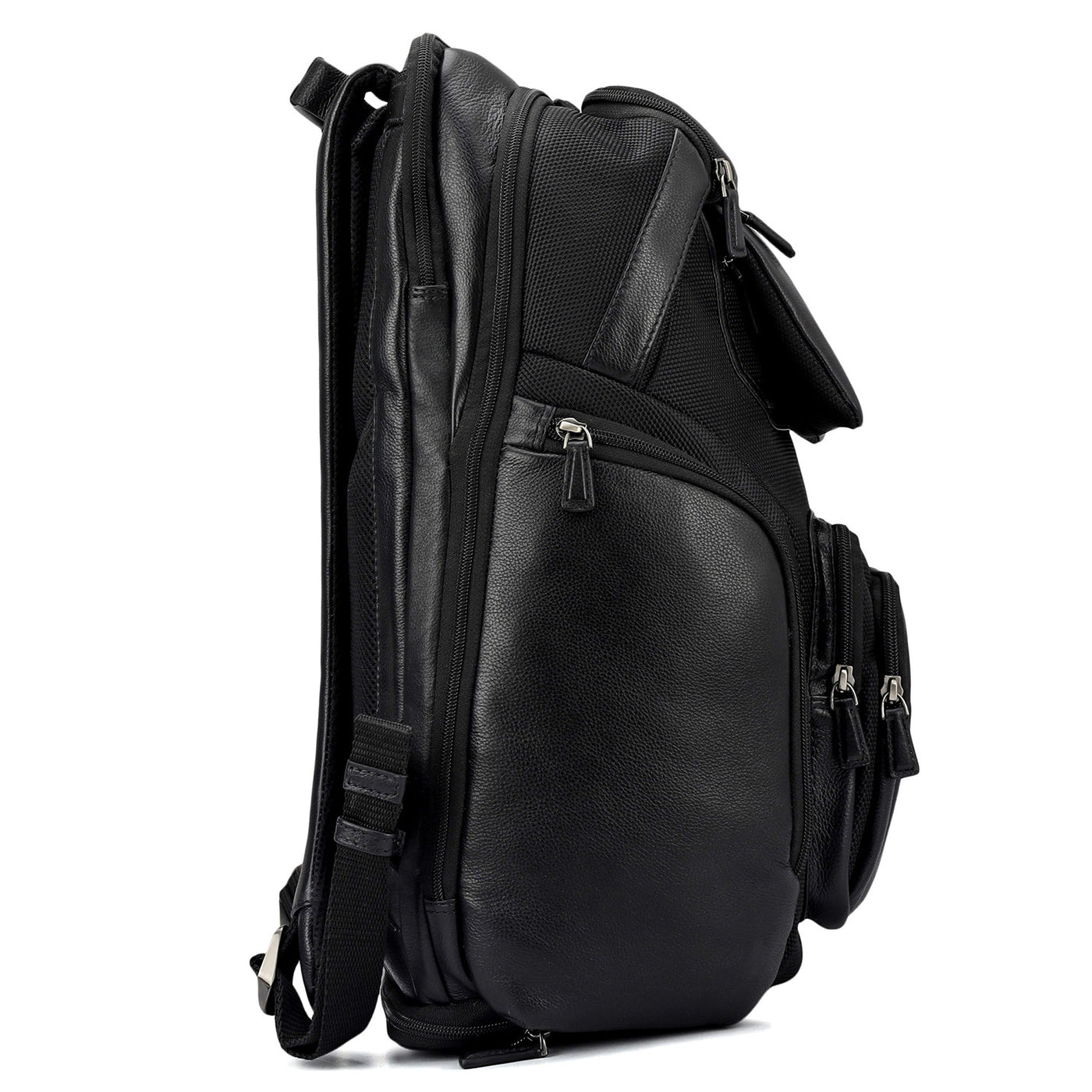 Canvas Wax Leather Backpack - Black