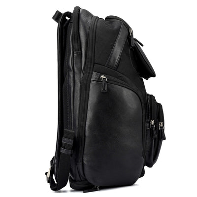 Canvas Wax Leather Backpack - Black