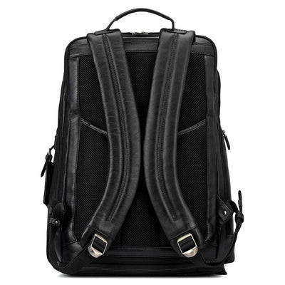Canvas Wax Leather Backpack - Black