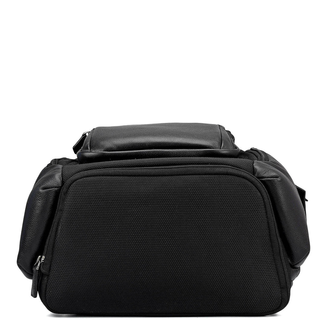 Canvas Wax Leather Backpack - Black
