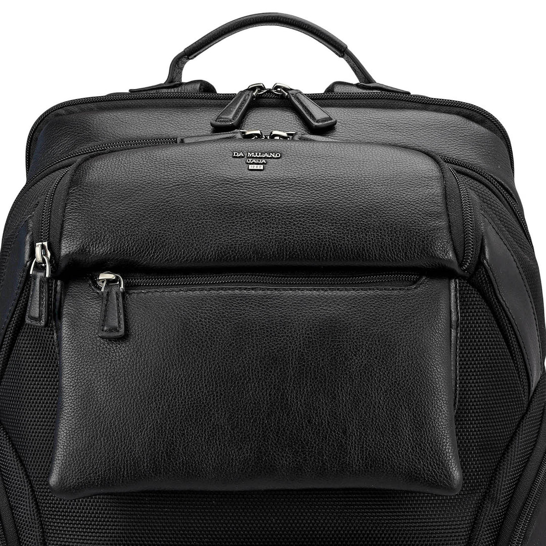 Canvas Wax Leather Backpack - Black