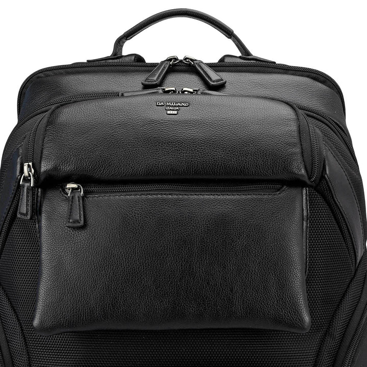 Canvas Wax Leather Backpack - Black
