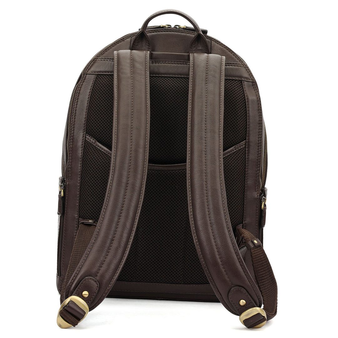 Mat Emboss Plain Leather Backpack - Burgundy