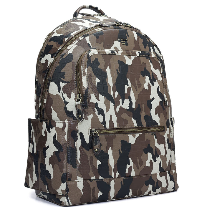 Camouflage Leather Backpack - Cognac & Black