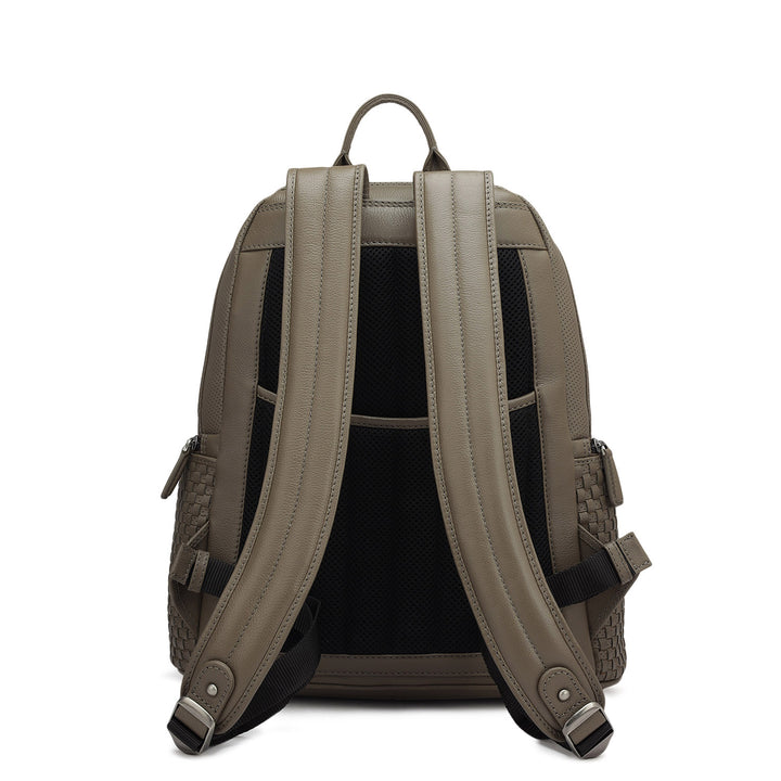 Punch Mat Leather Backpack - Greyish Taupe