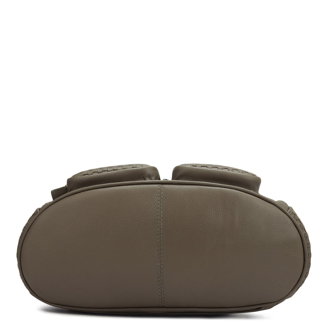 Punch Mat Leather Backpack - Greyish Taupe