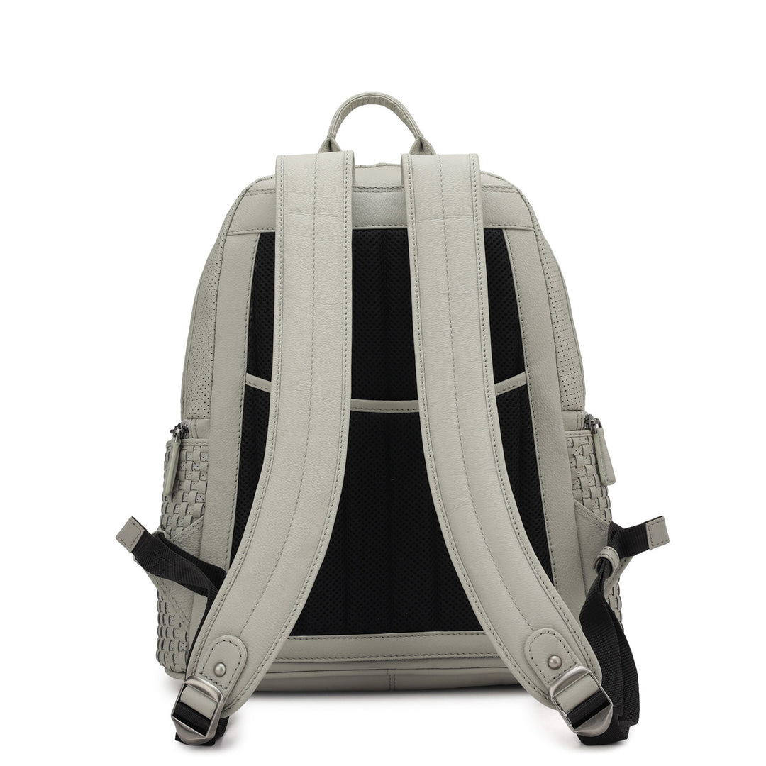Punch Mat Leather Backpack - Light Grey