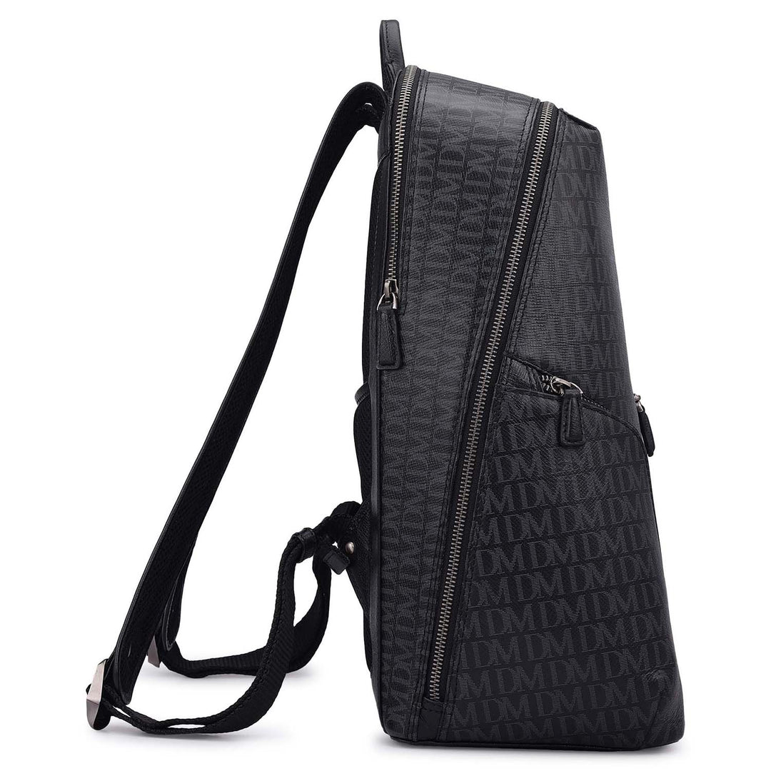 Monogram Leather Backpack - Black