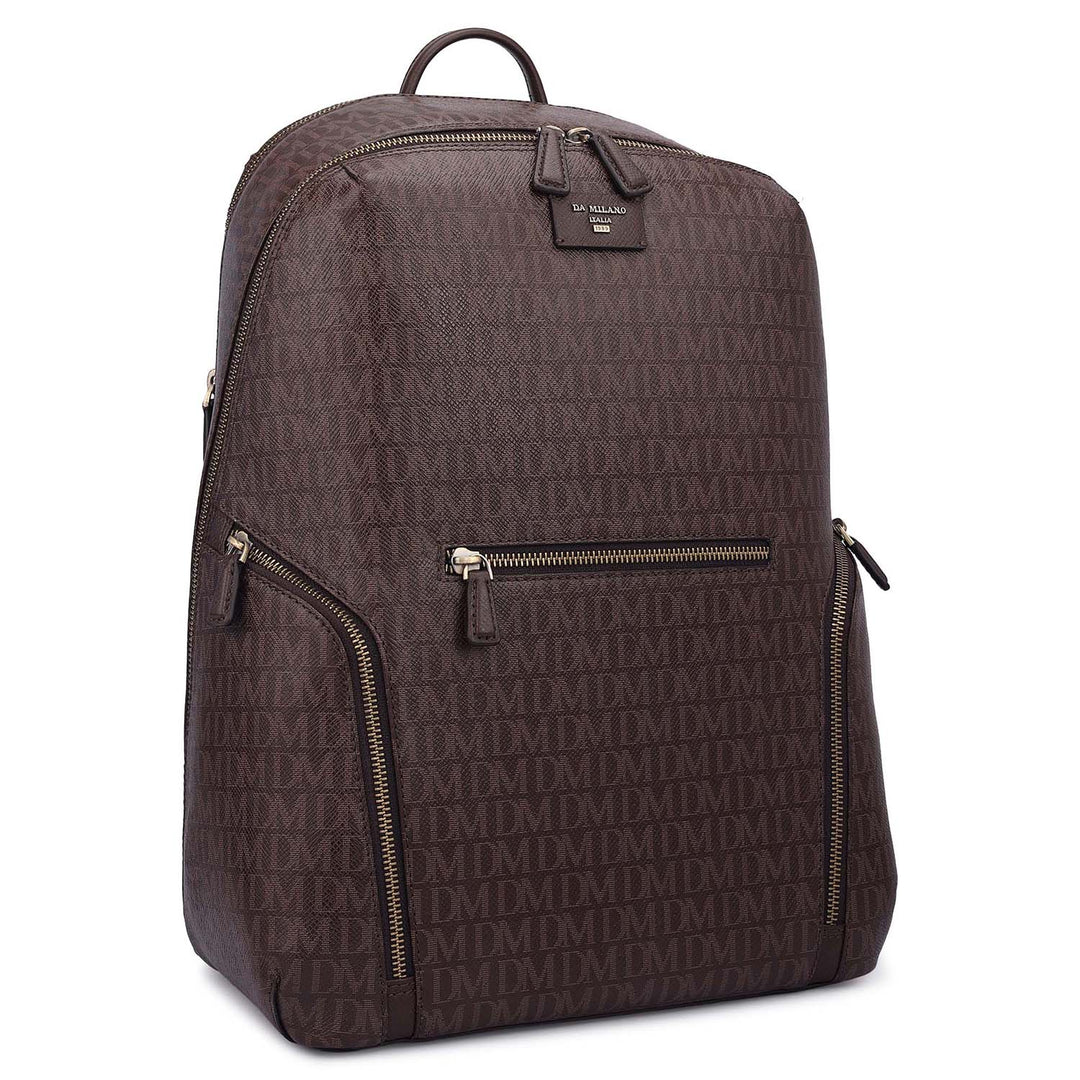 Monogram Leather Backpack - Chocolate