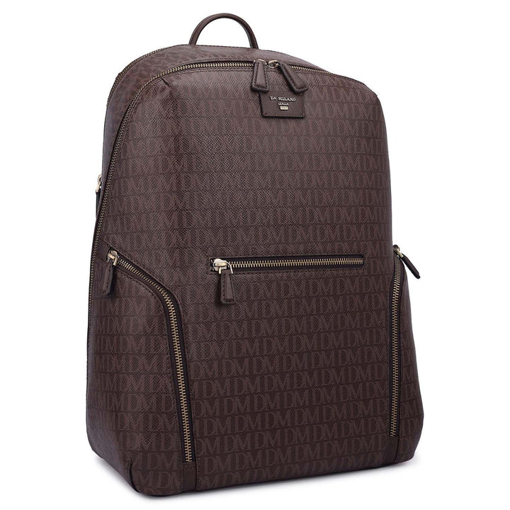 Monogram Leather Backpack - Chocolate
