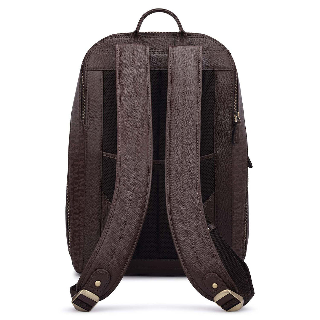 Monogram Leather Backpack - Chocolate