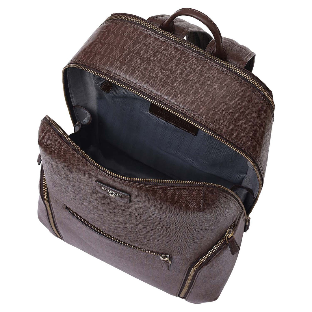 Monogram Leather Backpack - Chocolate