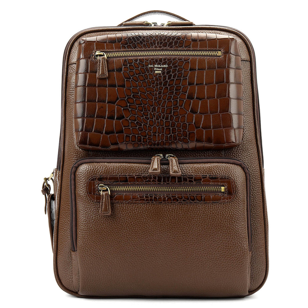 Pebble Croco-Texture Backpack (M) - Mocha