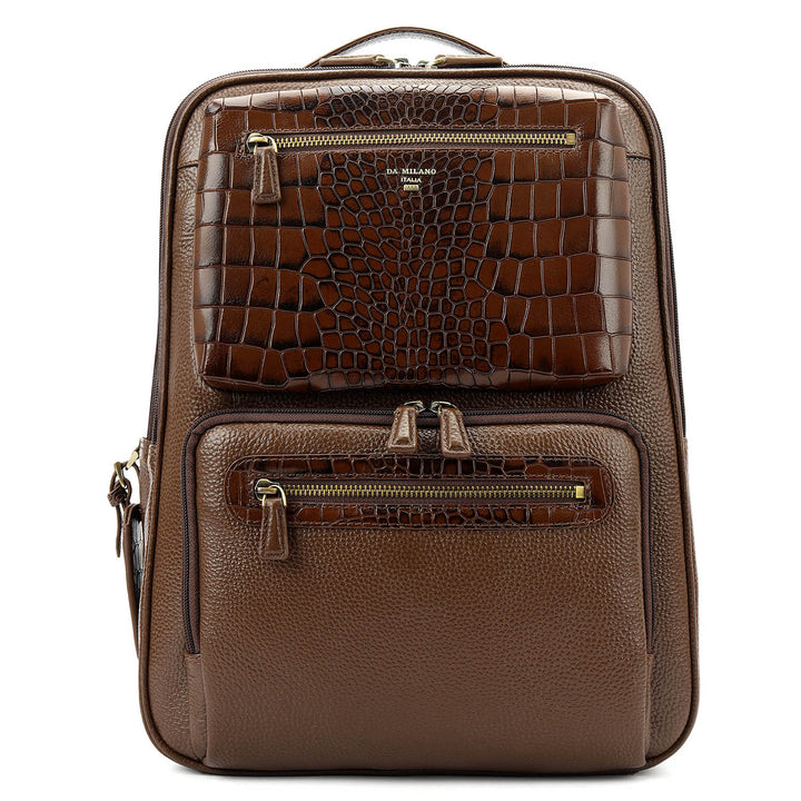 Pebble Croco-Texture Backpack (M) - Mocha
