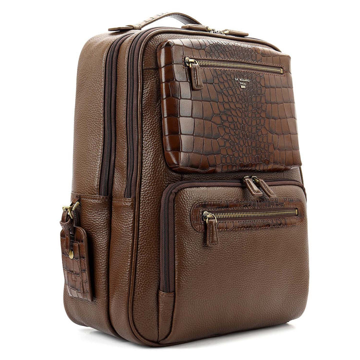 Pebble Croco-Texture Backpack (M) - Mocha