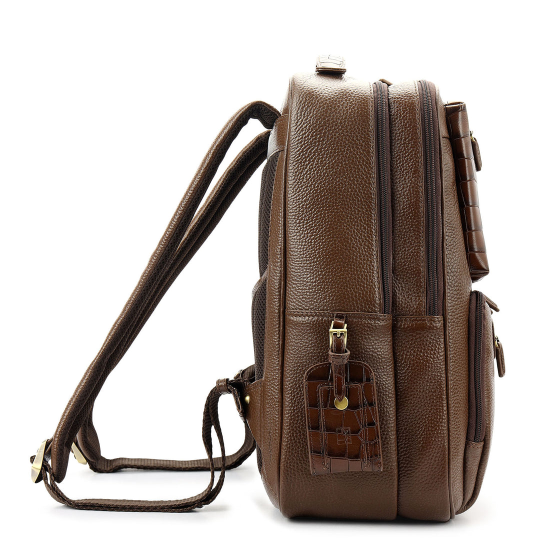 Pebble Croco-Texture Backpack (M) - Mocha