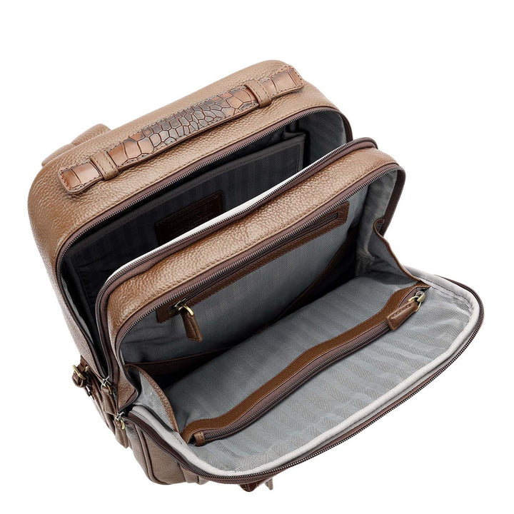 Pebble Croco-Texture Backpack (M) - Mocha