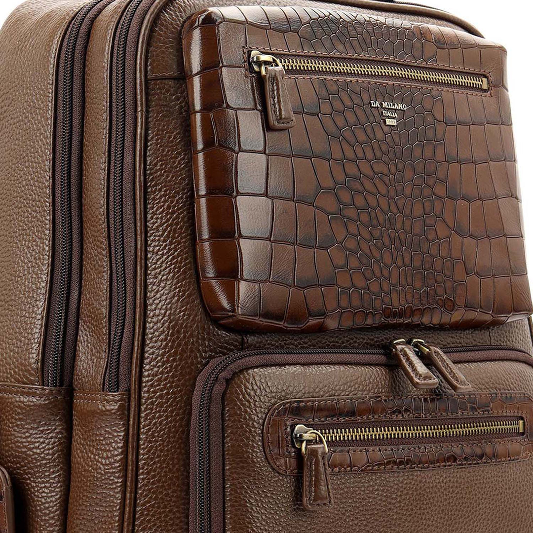 Pebble Croco-Texture Backpack (M) - Mocha