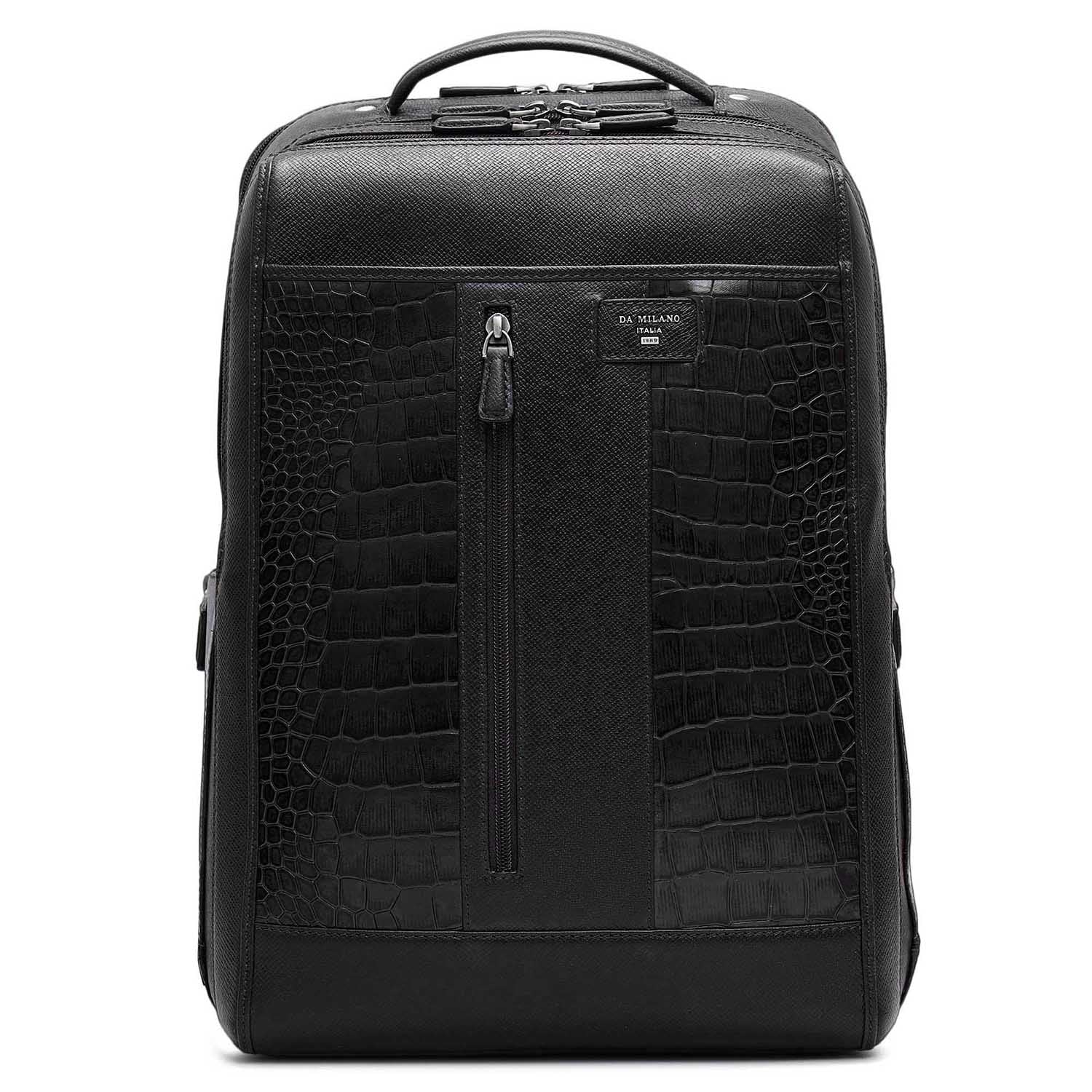 Croco Franzy Leather Backpack - Black – Da Milano
