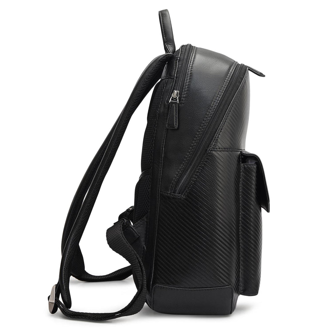 Carbon Leather Backpack - Black
