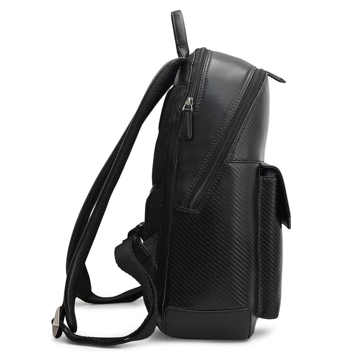 Carbon Leather Backpack - Black