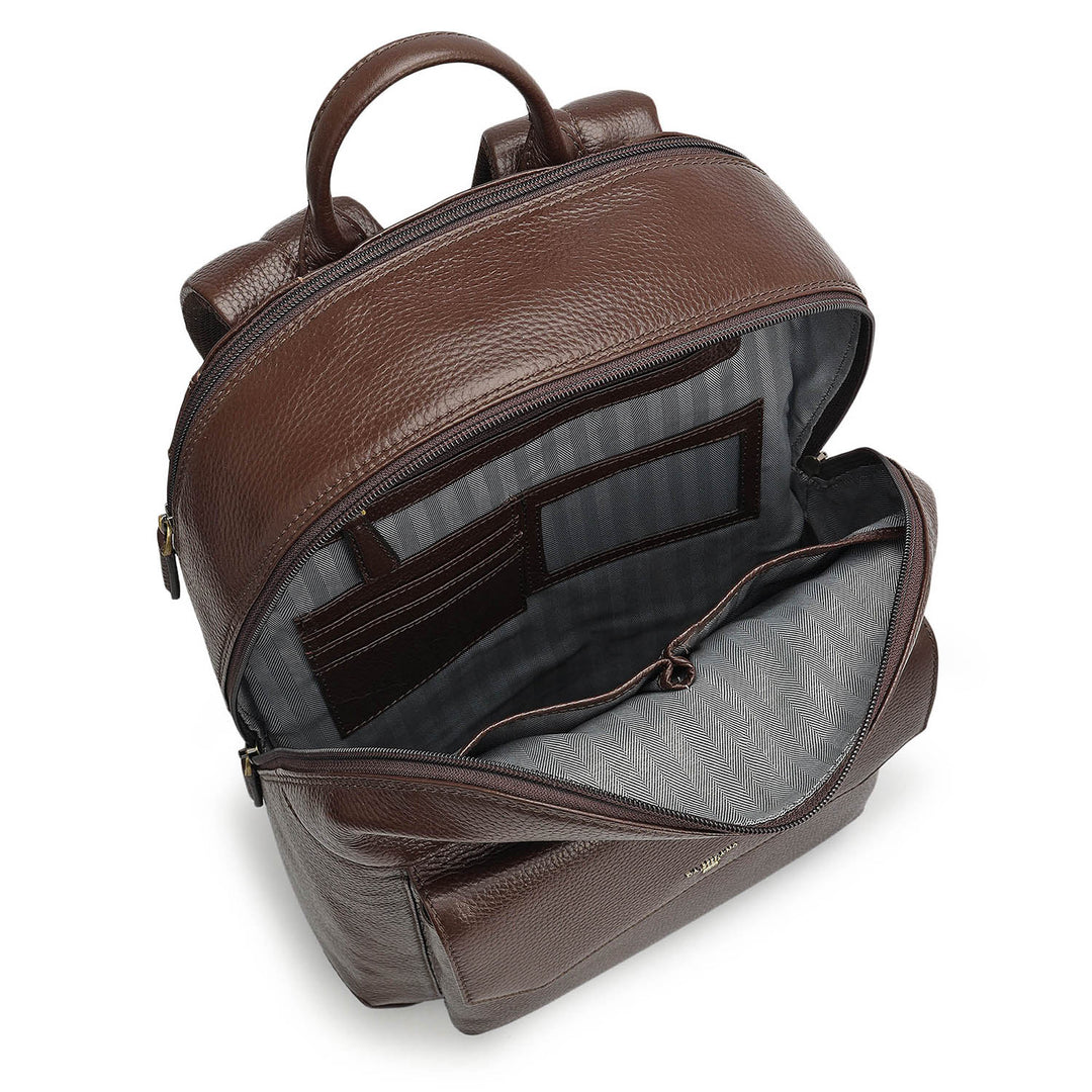 Wax Leather Backpack - Dark Brown