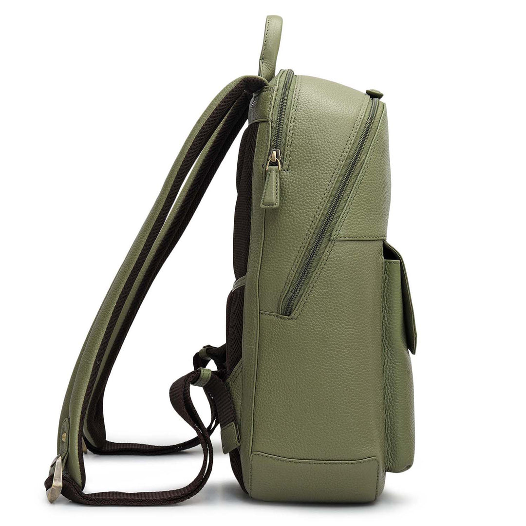 Wax Leather Backpack - Matcha Green