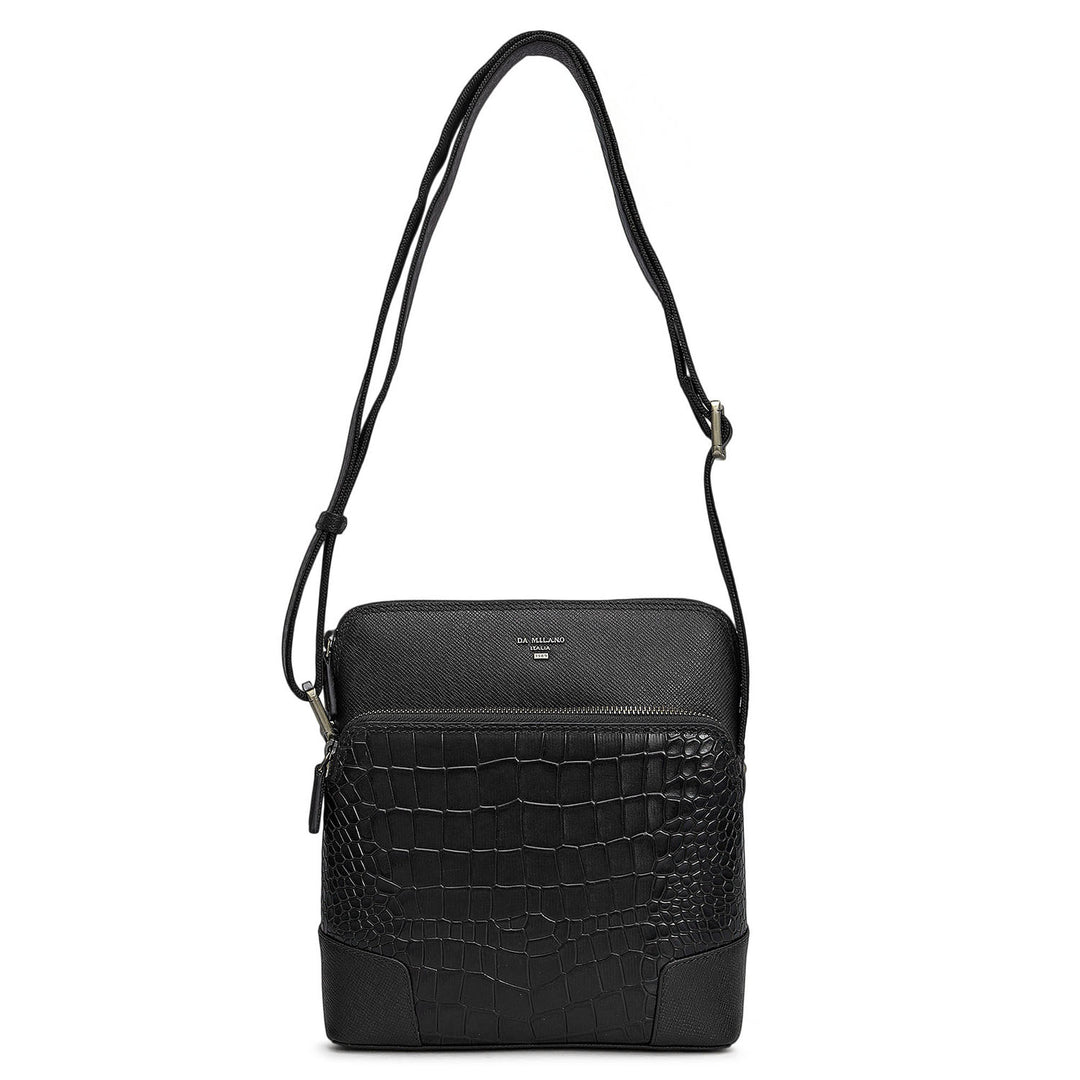 Croco Franzy Leather Sling - Black