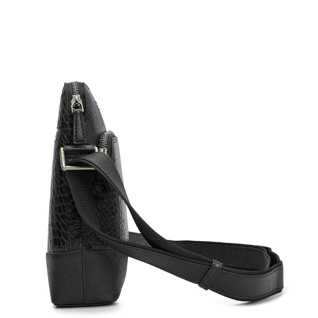 Croco Franzy Leather Sling - Black