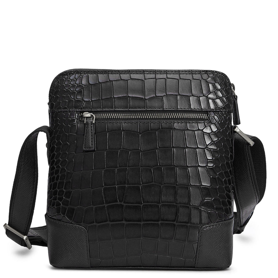 Croco Franzy Leather Sling - Black