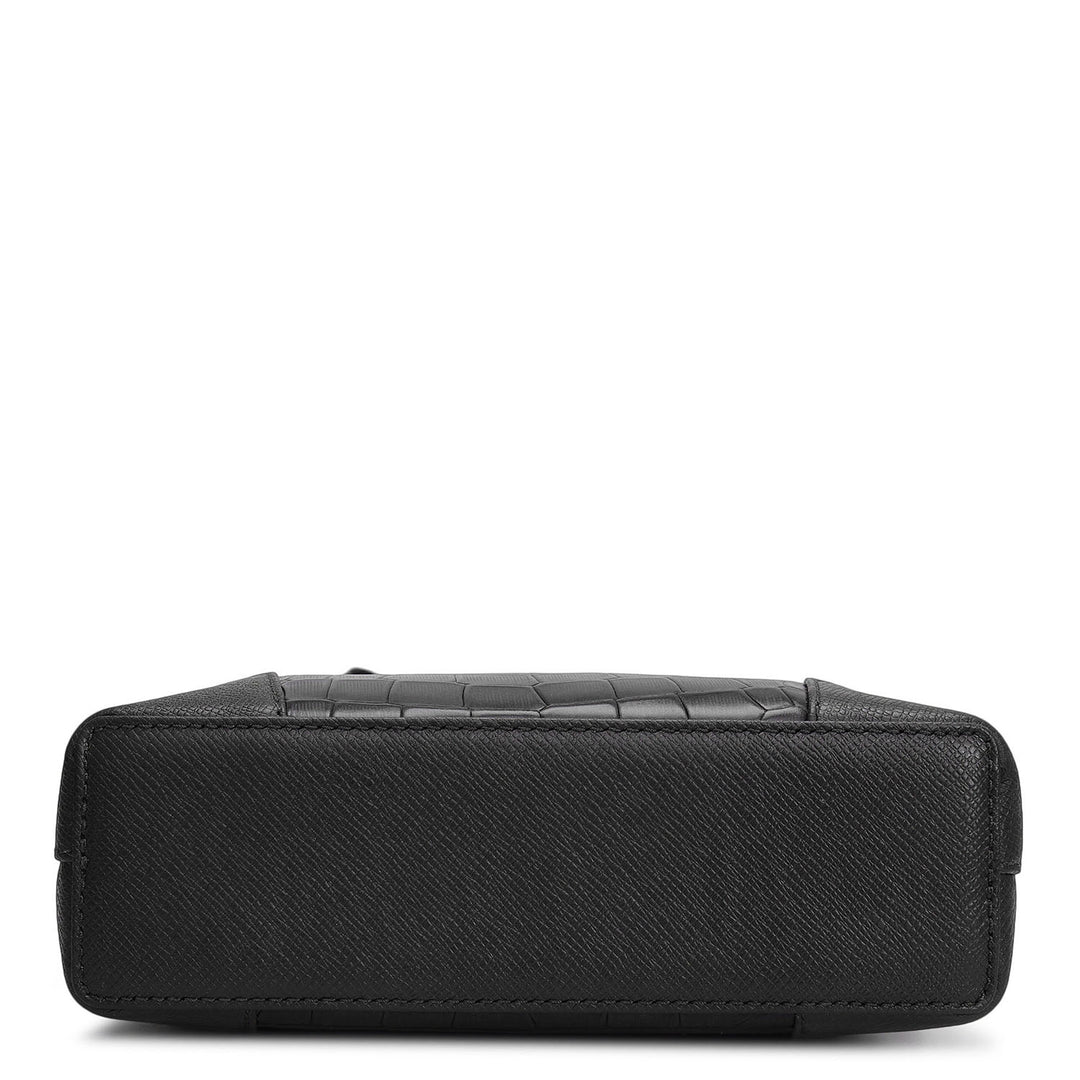 Croco Franzy Leather Sling - Black
