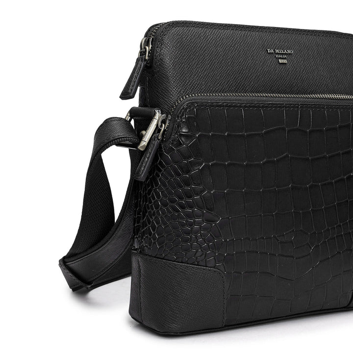 Croco Franzy Leather Sling - Black