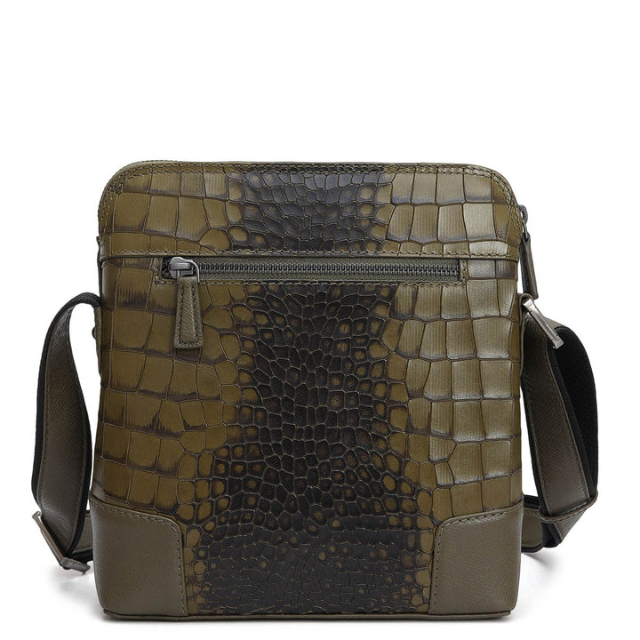 Croco Franzy Leather Sling - Military Green