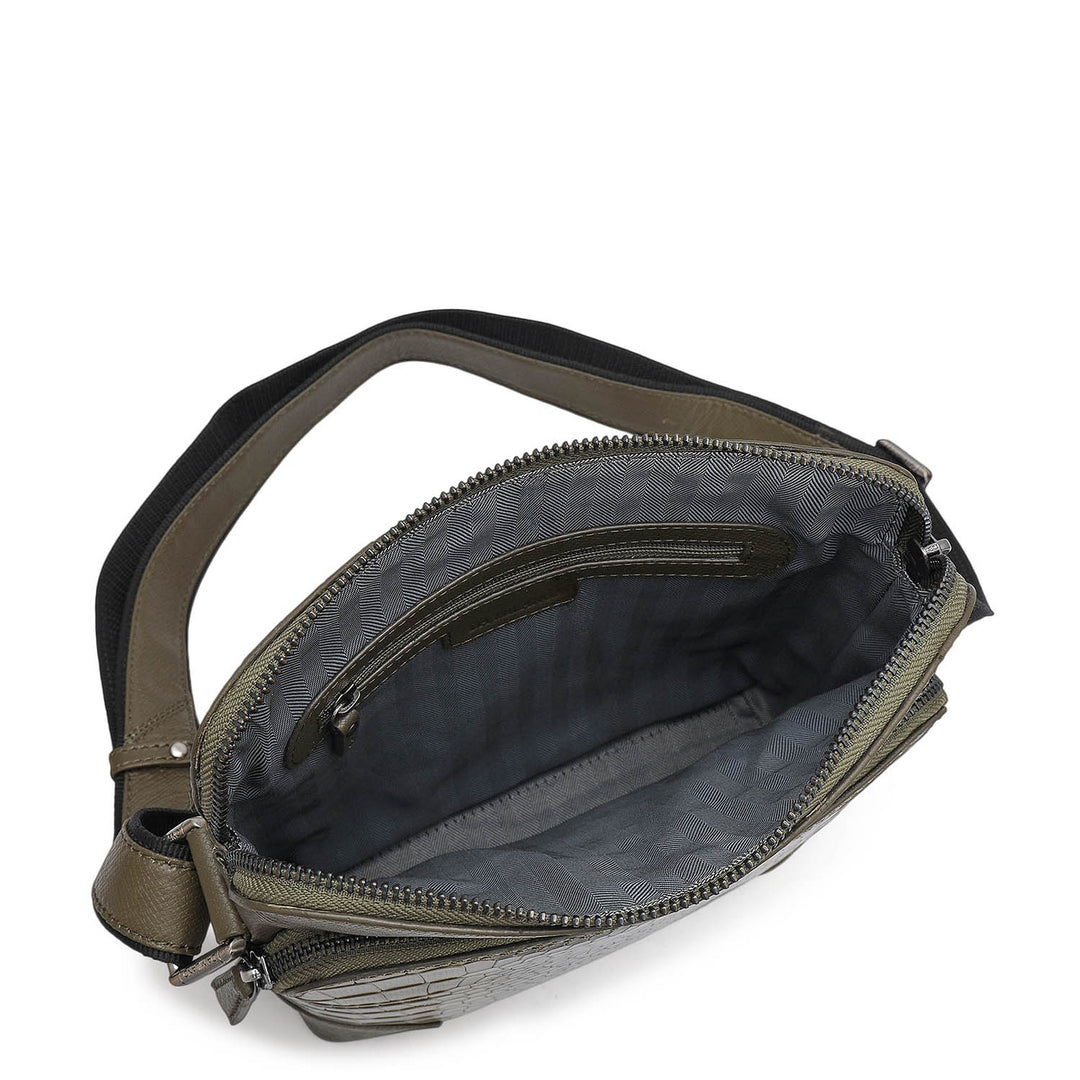 Croco Franzy Leather Sling - Military Green