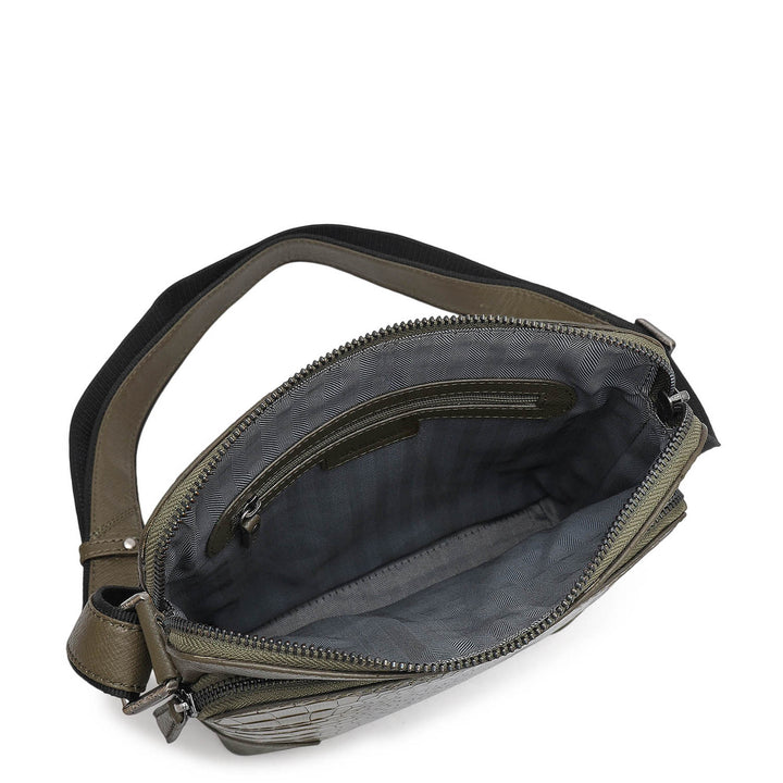 Croco Franzy Leather Sling - Military Green