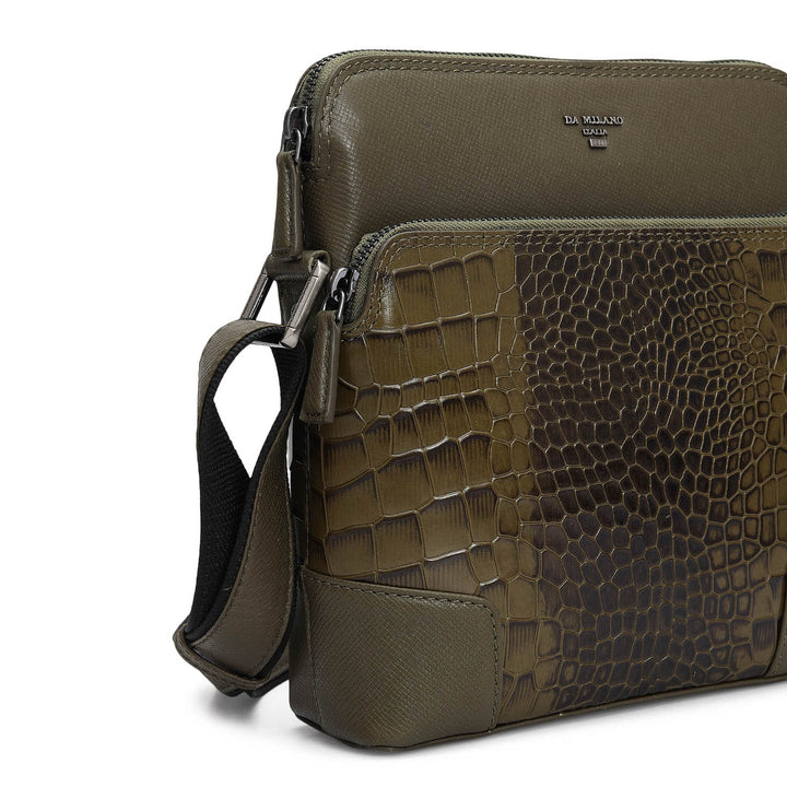 Croco Franzy Leather Sling - Military Green