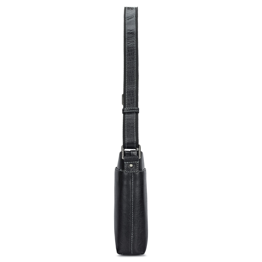 Elephant Pattern Leather Men Sling - Black