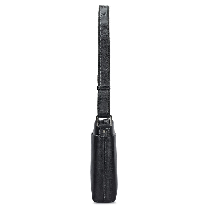 Elephant Pattern Leather Men Sling - Black