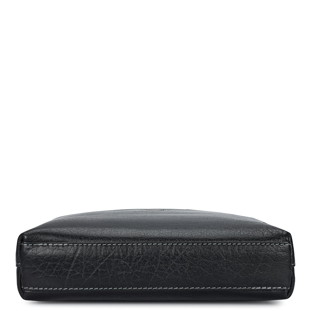 Elephant Pattern Leather Men Sling - Black
