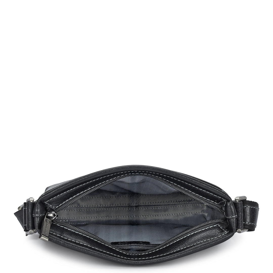 Elephant Pattern Leather Men Sling - Black