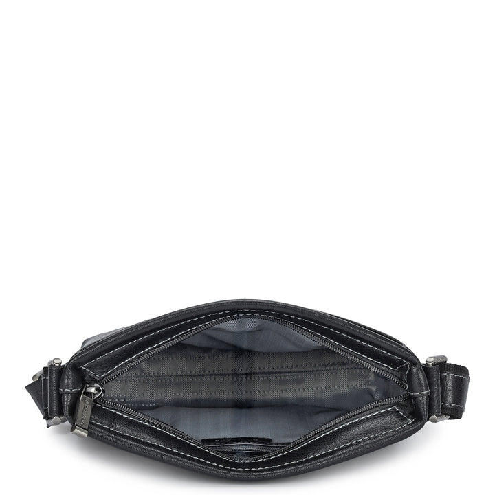 Elephant Pattern Leather Men Sling - Black
