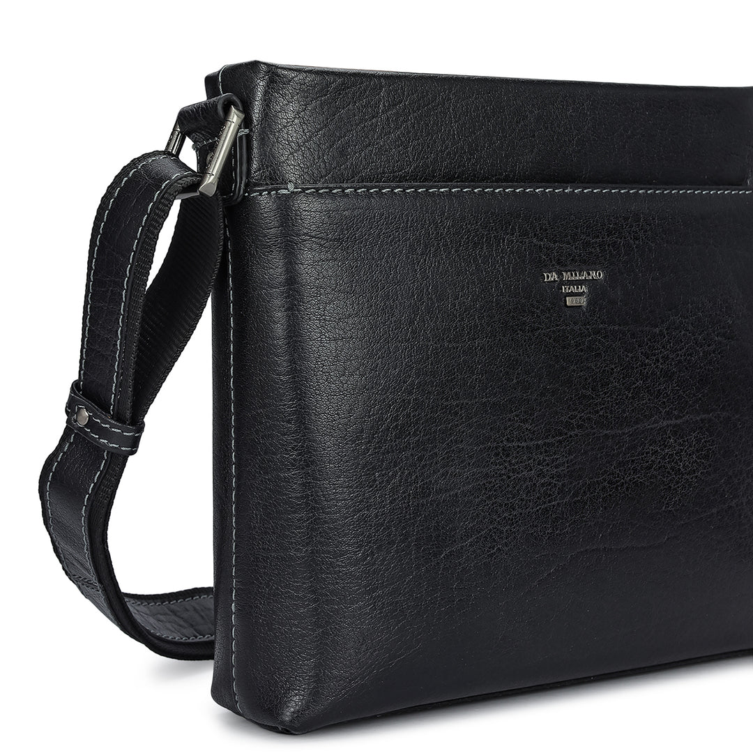 Elephant Pattern Leather Men Sling - Black