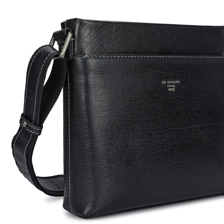 Elephant Pattern Leather Men Sling - Black