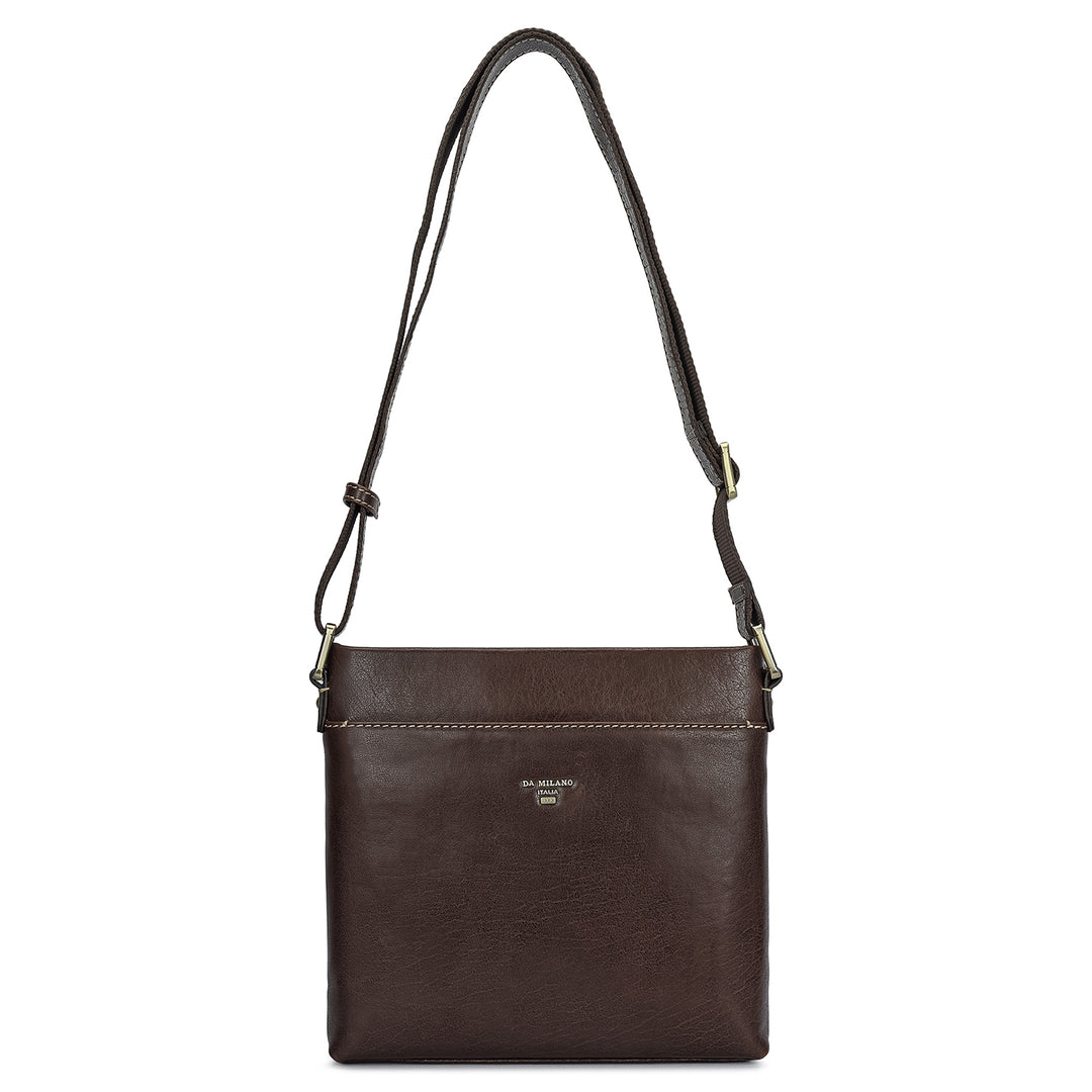 Elephant Pattern Leather Men Sling - Brown
