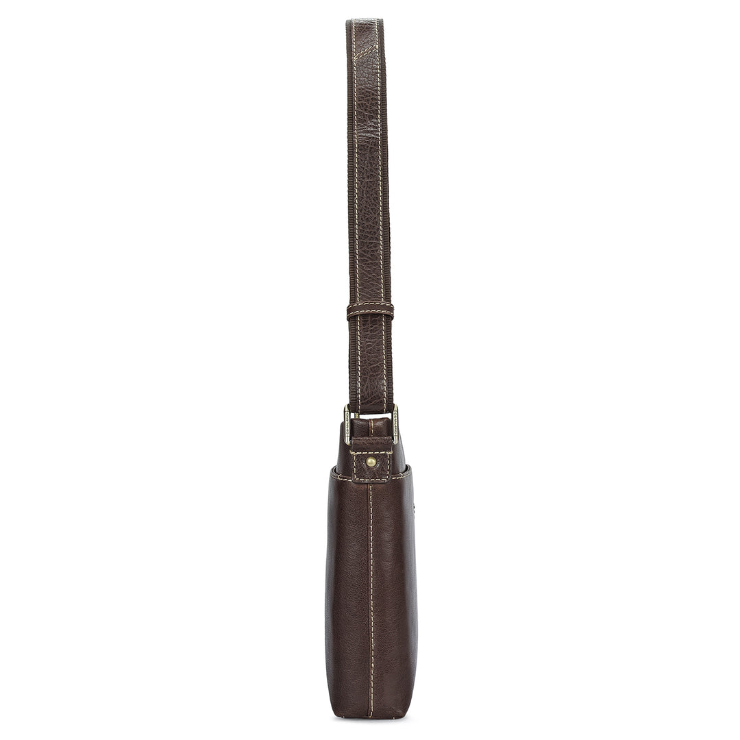 Elephant Pattern Leather Men Sling - Brown