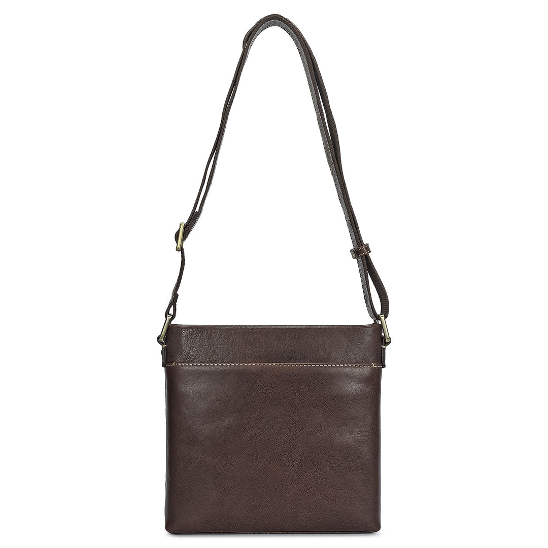 Elephant Pattern Leather Men Sling - Brown