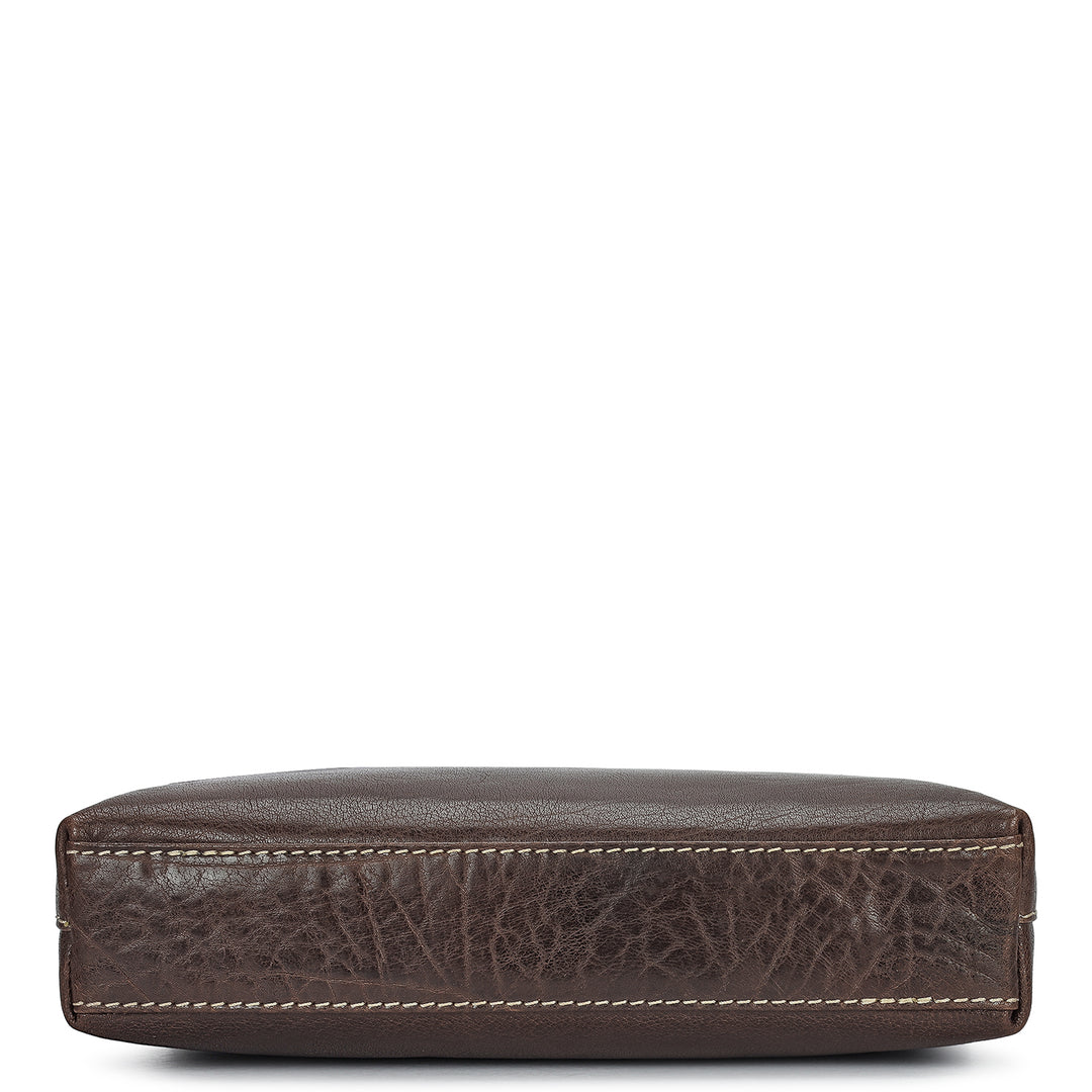 Elephant Pattern Leather Men Sling - Brown