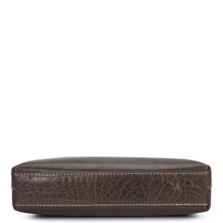 Elephant Pattern Leather Men Sling - Brown