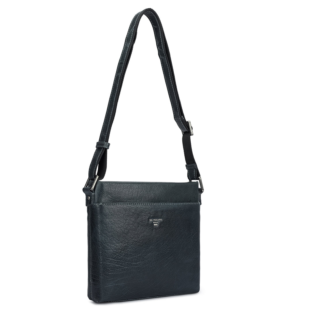 Elephant Pattern Leather Men Sling - Navy