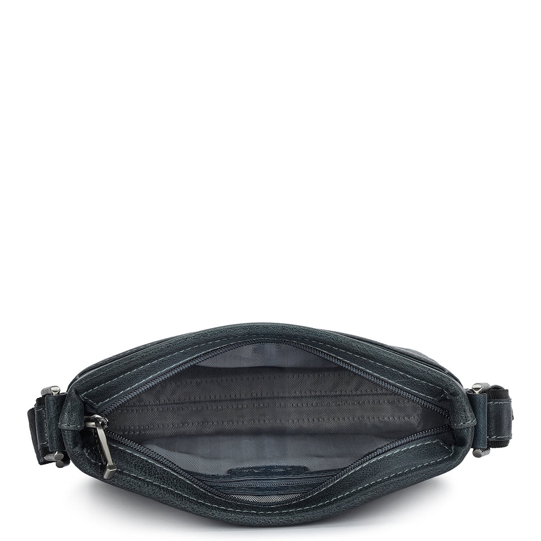 Elephant Pattern Leather Men Sling - Navy